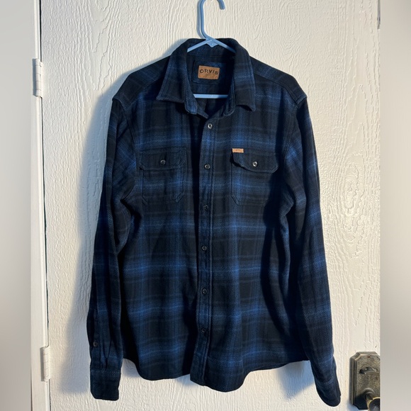 Orvis Jacket Chore Heavy Flannel Shacket Blue Men’s XL - Picture 1 of 9